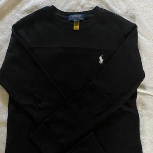 RALPH LAUREN Polo Boys Black Sweater Pull Over Size Medium 10-12 Lightweight